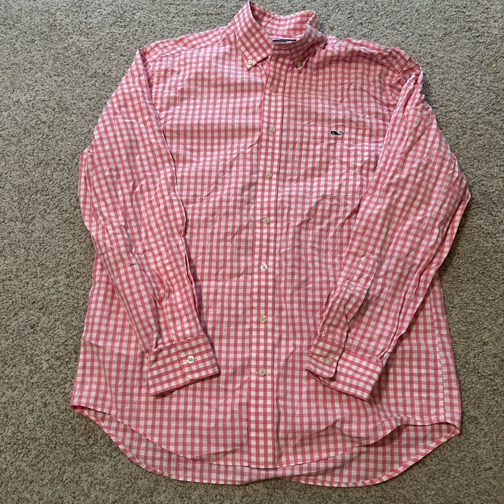 Vineyard Vines Pink and White Casual Button Down Shirt